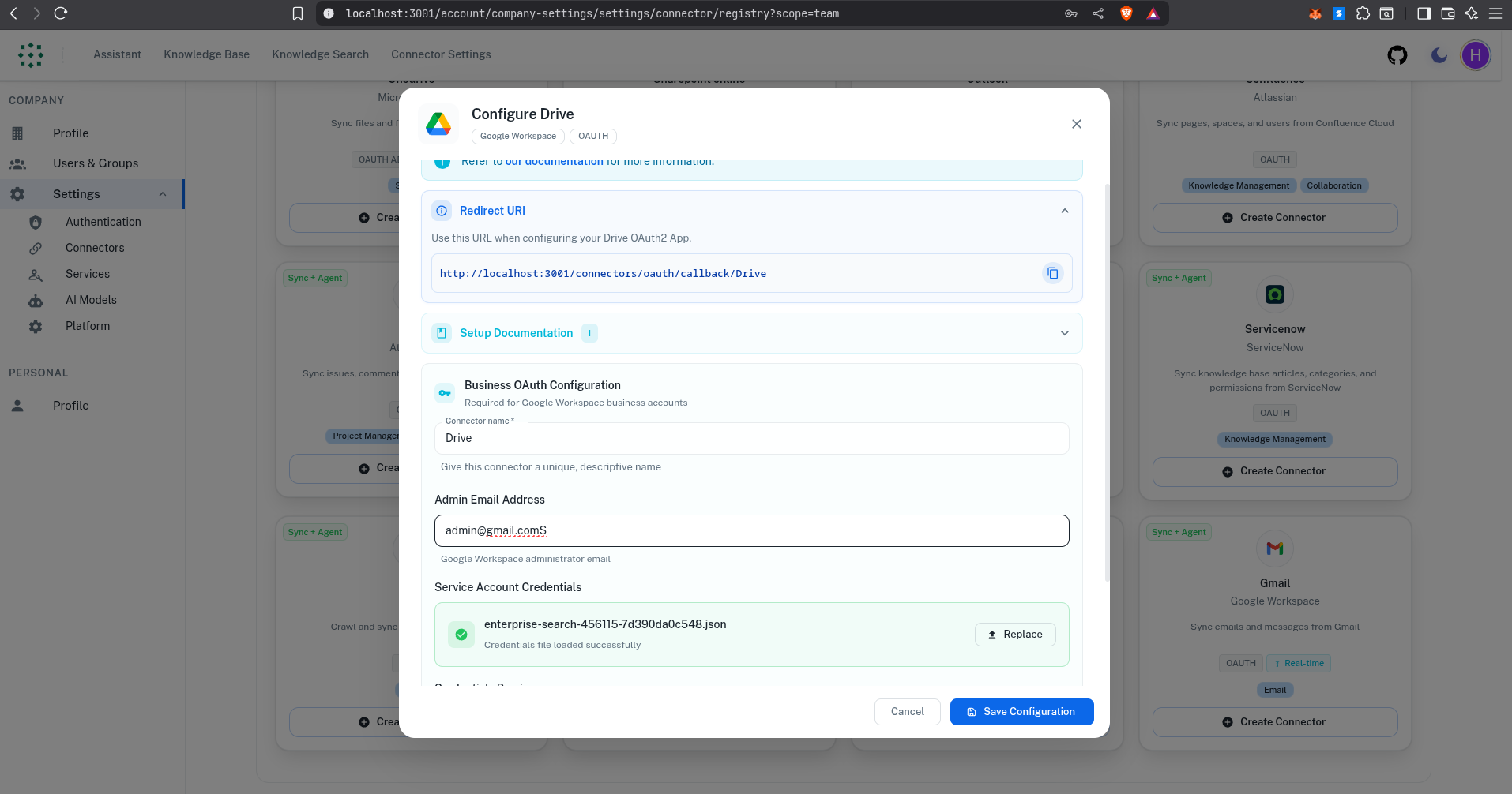 Configure Google Drive connector