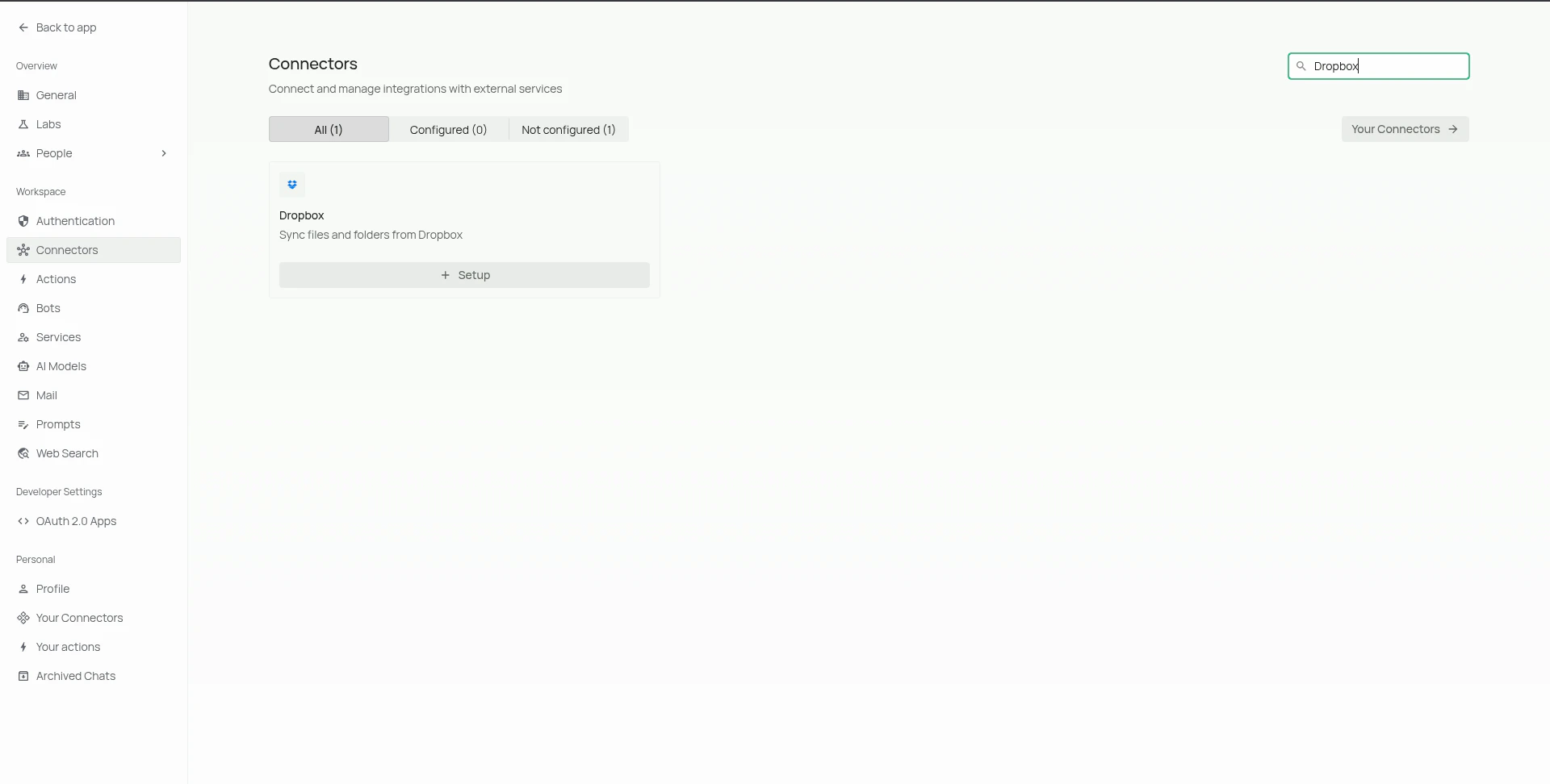 Search for Dropbox connector