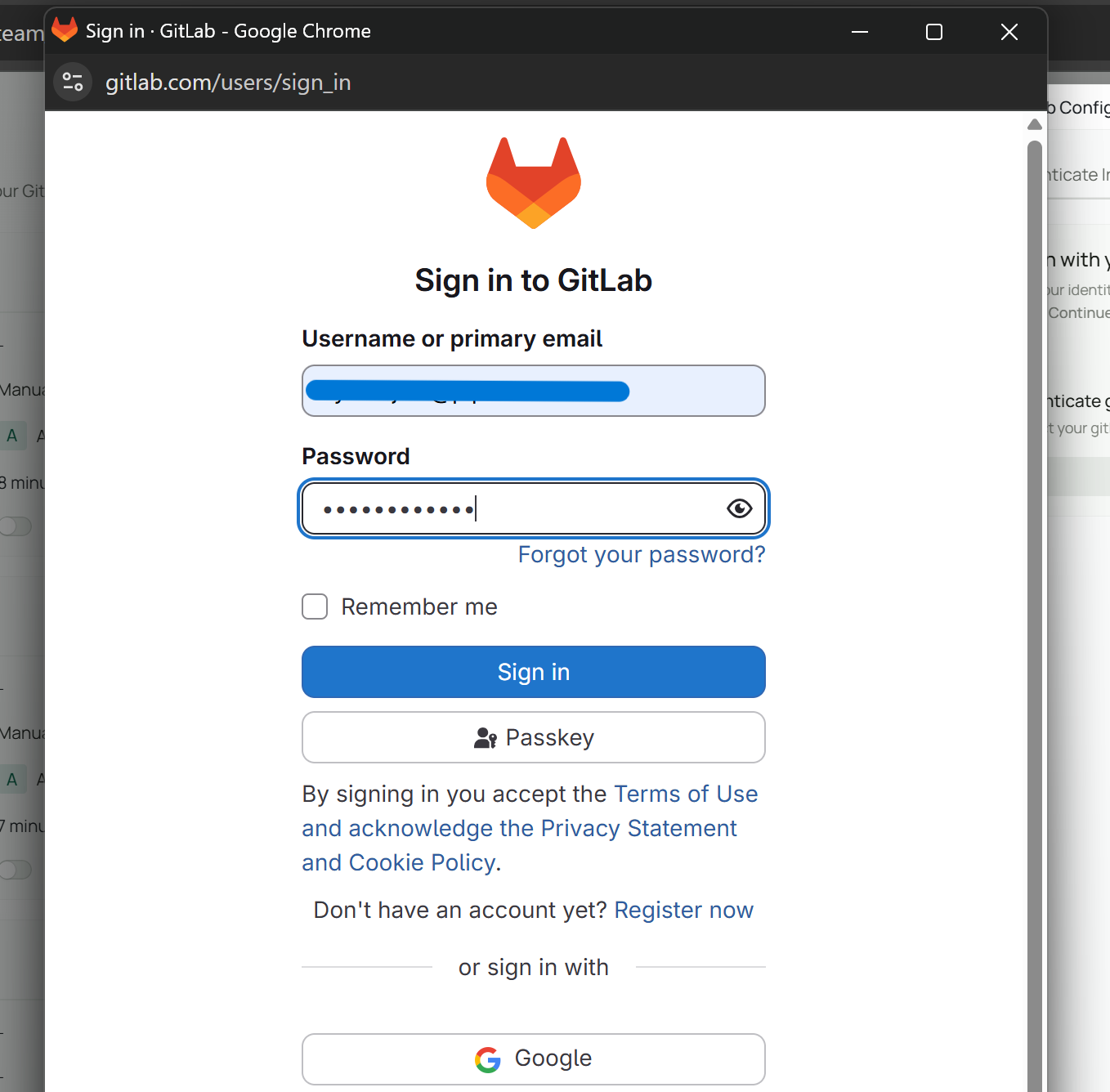 GitLab sign-in redirect