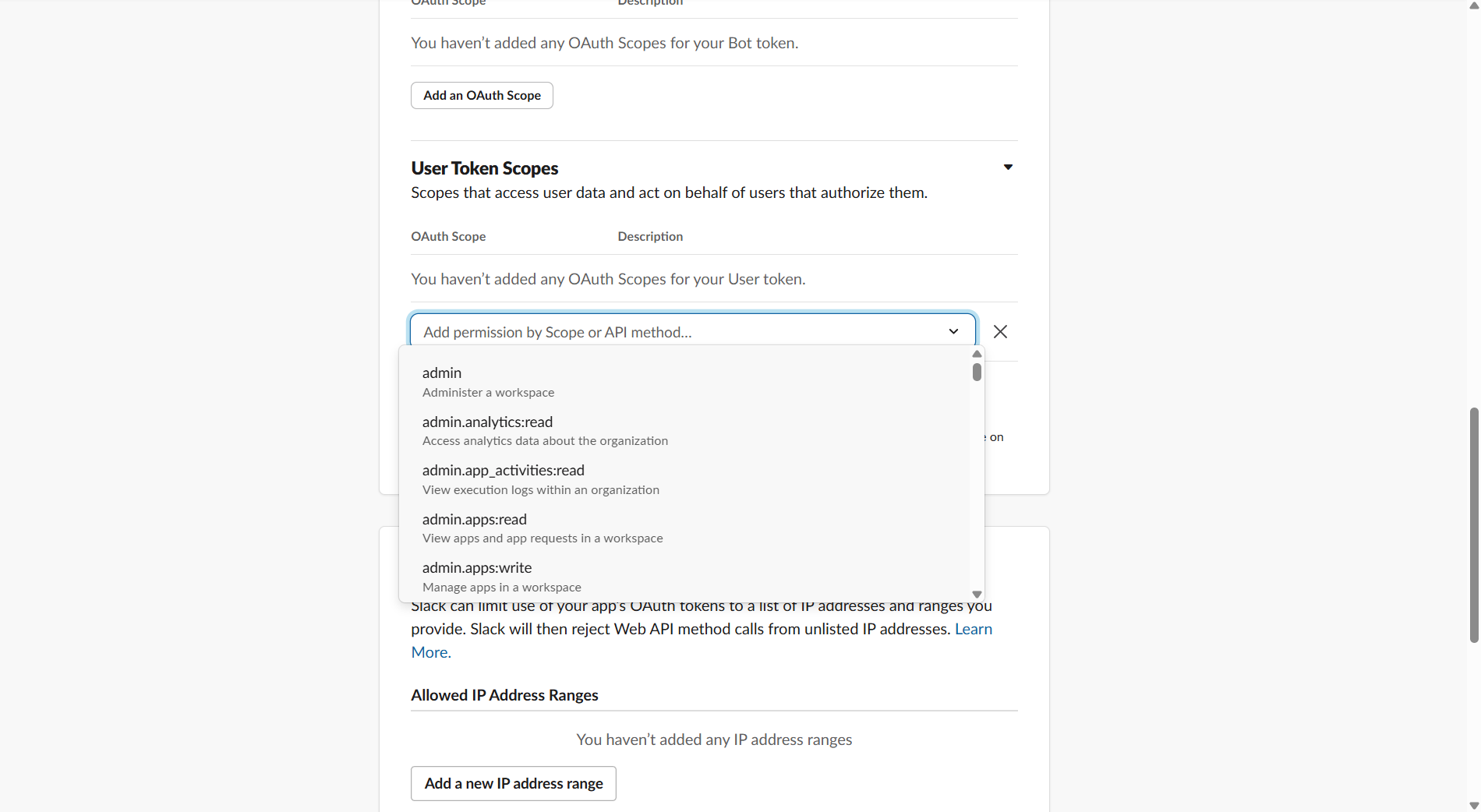 Configure Bot Token Scopes