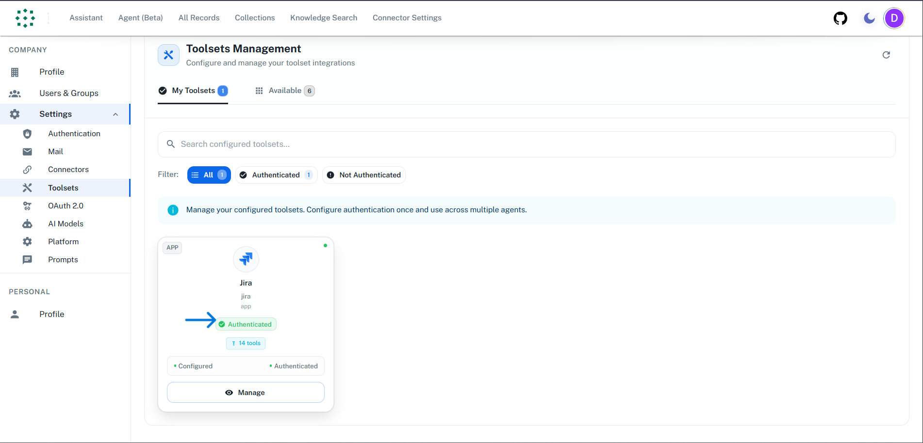 Authenticated Toolset