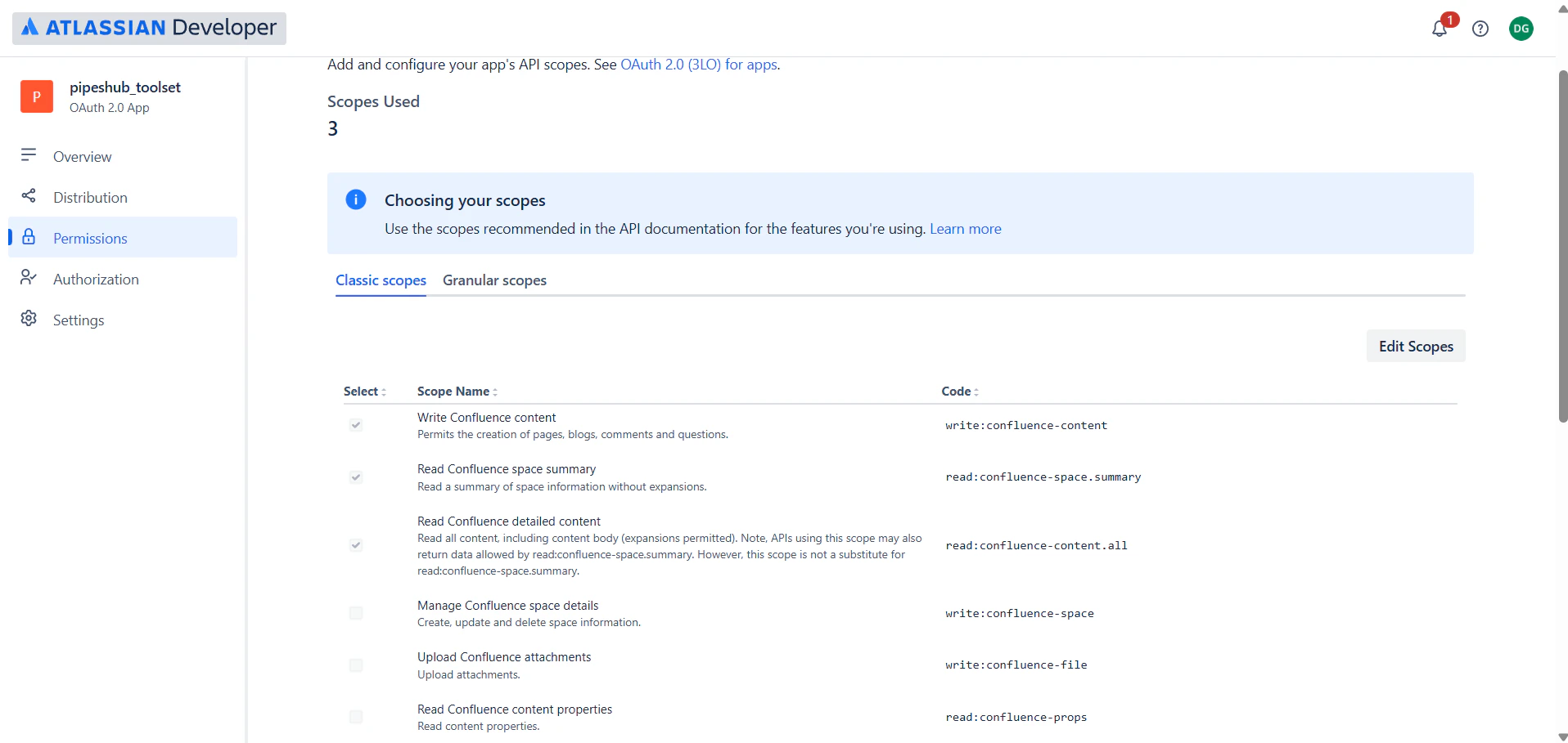 Confluence Classic Scopes