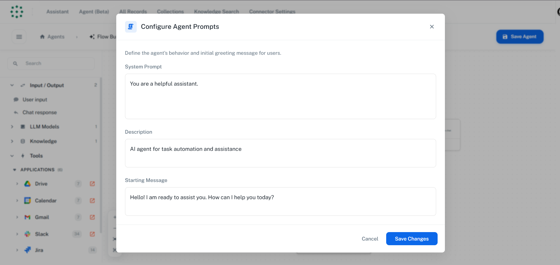 Agent Core Configuration Dialog