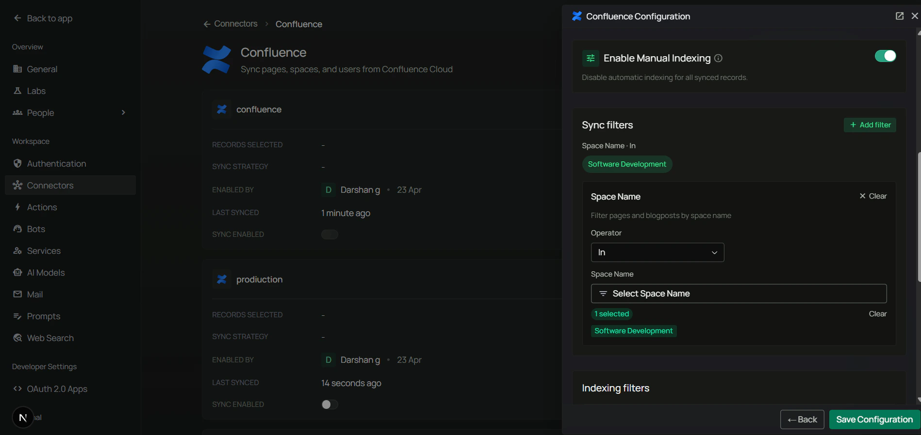 Confluence Filters Configuration