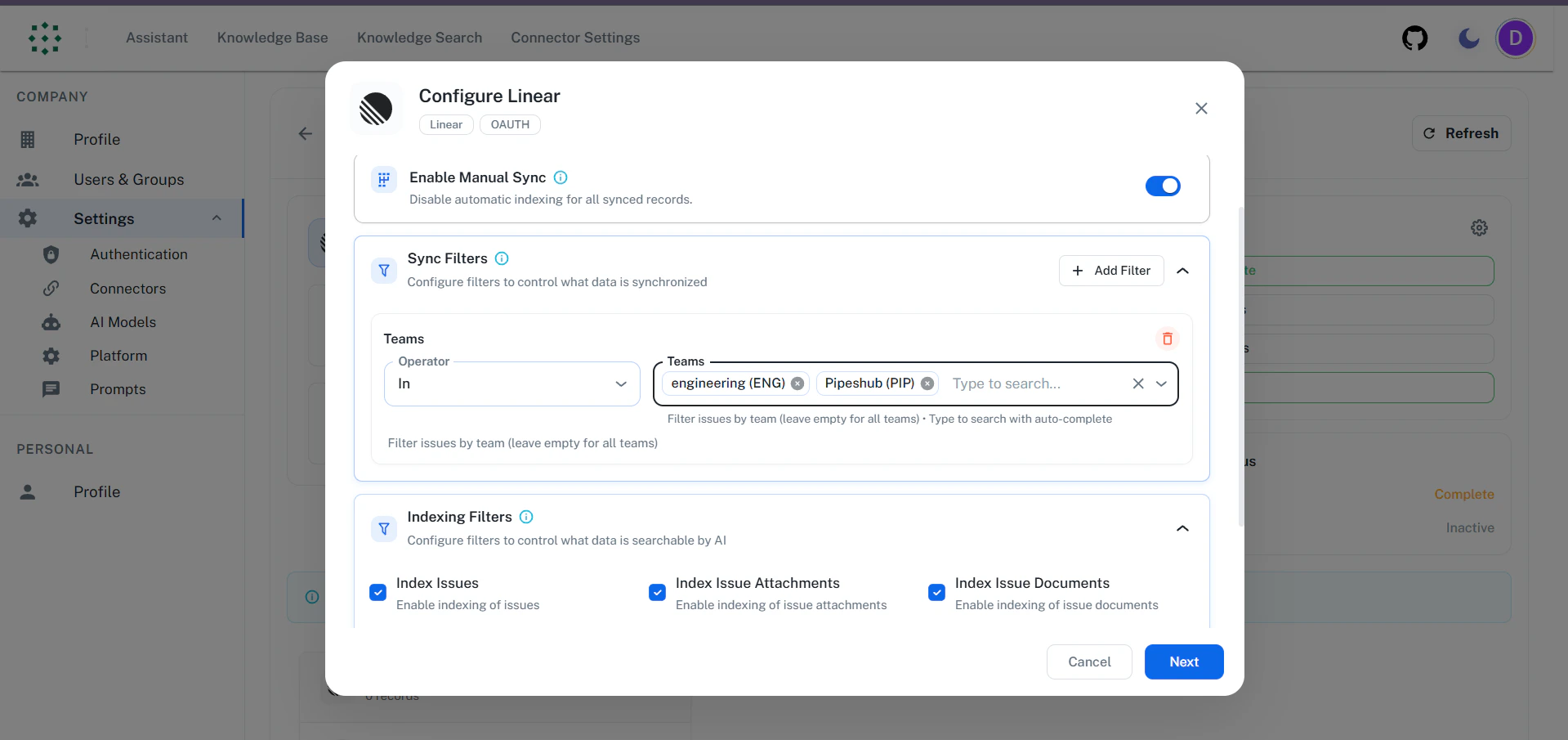 Linear Filters Configuration