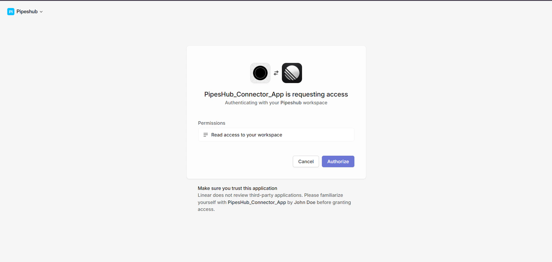 Linear OAuth Consent Screen