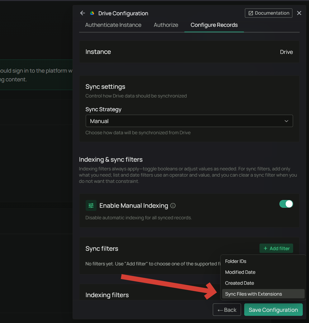 Add File extension filter