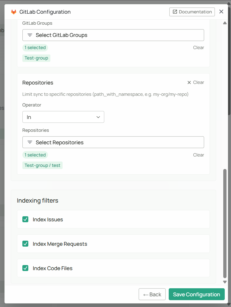 GitLab connector indexing filters in PipesHub