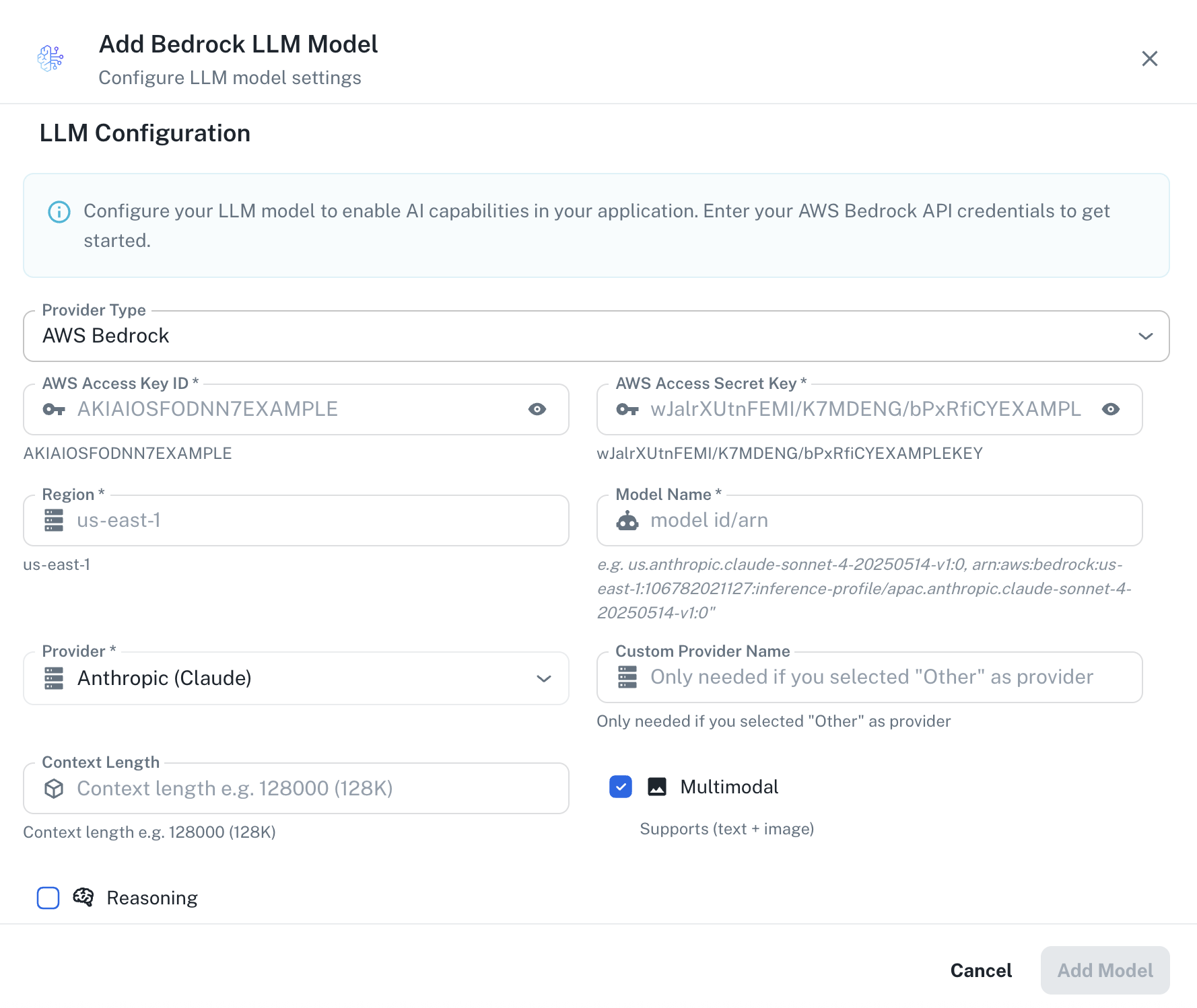 AWS Bedrock Configuration Interface