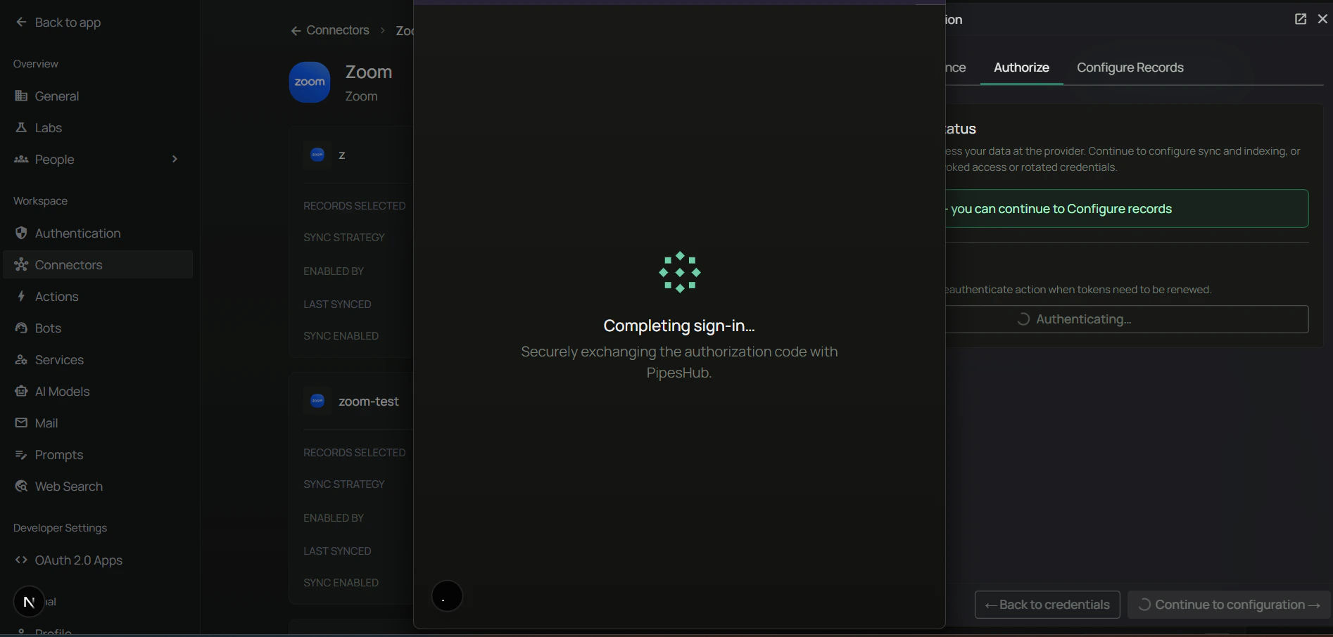Zoom admin OAuth consent — review scopes and Allow