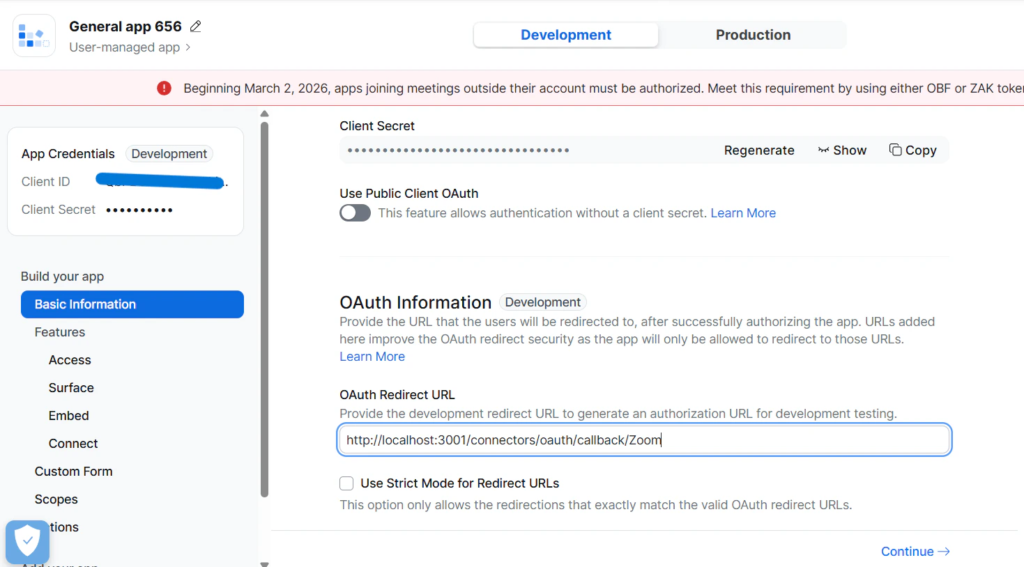 Configure OAuth Redirect URL and Allow List