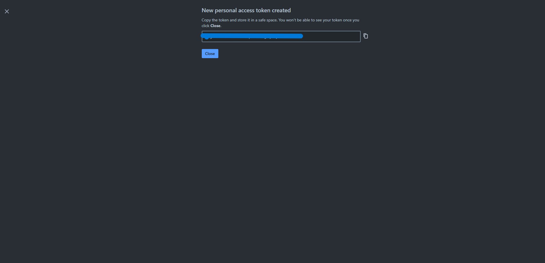 Copy the Personal Access Token — shown once