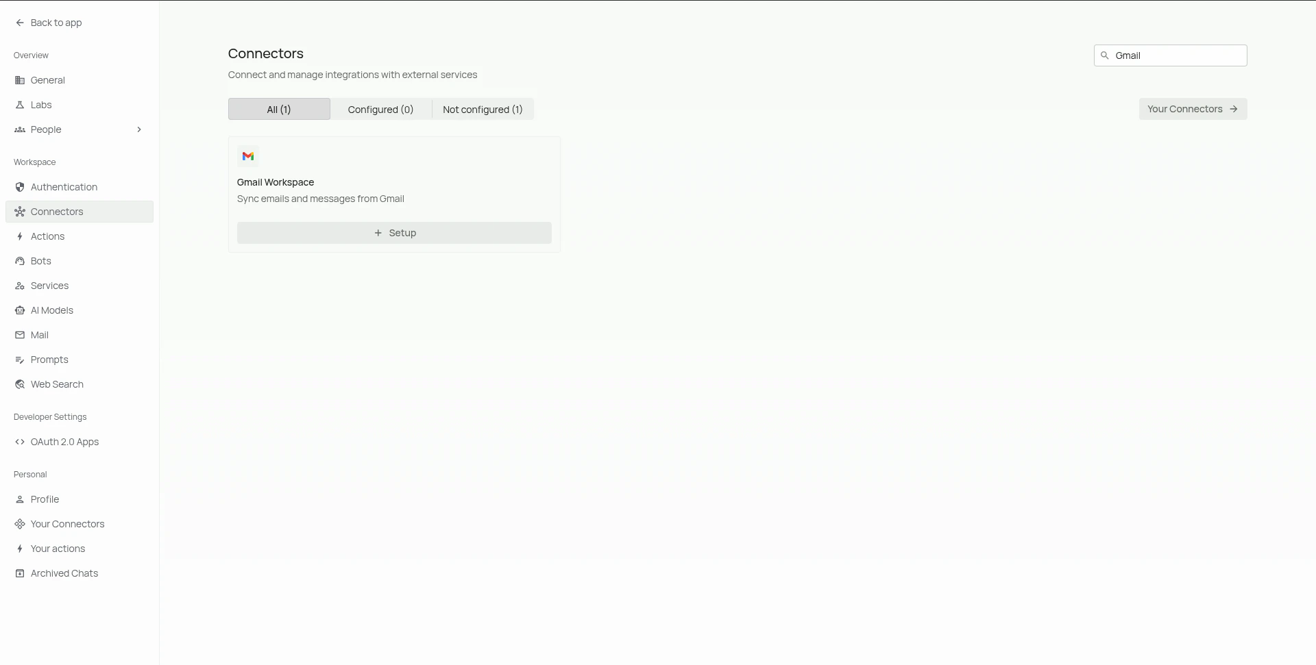 Search for Gmail connector
