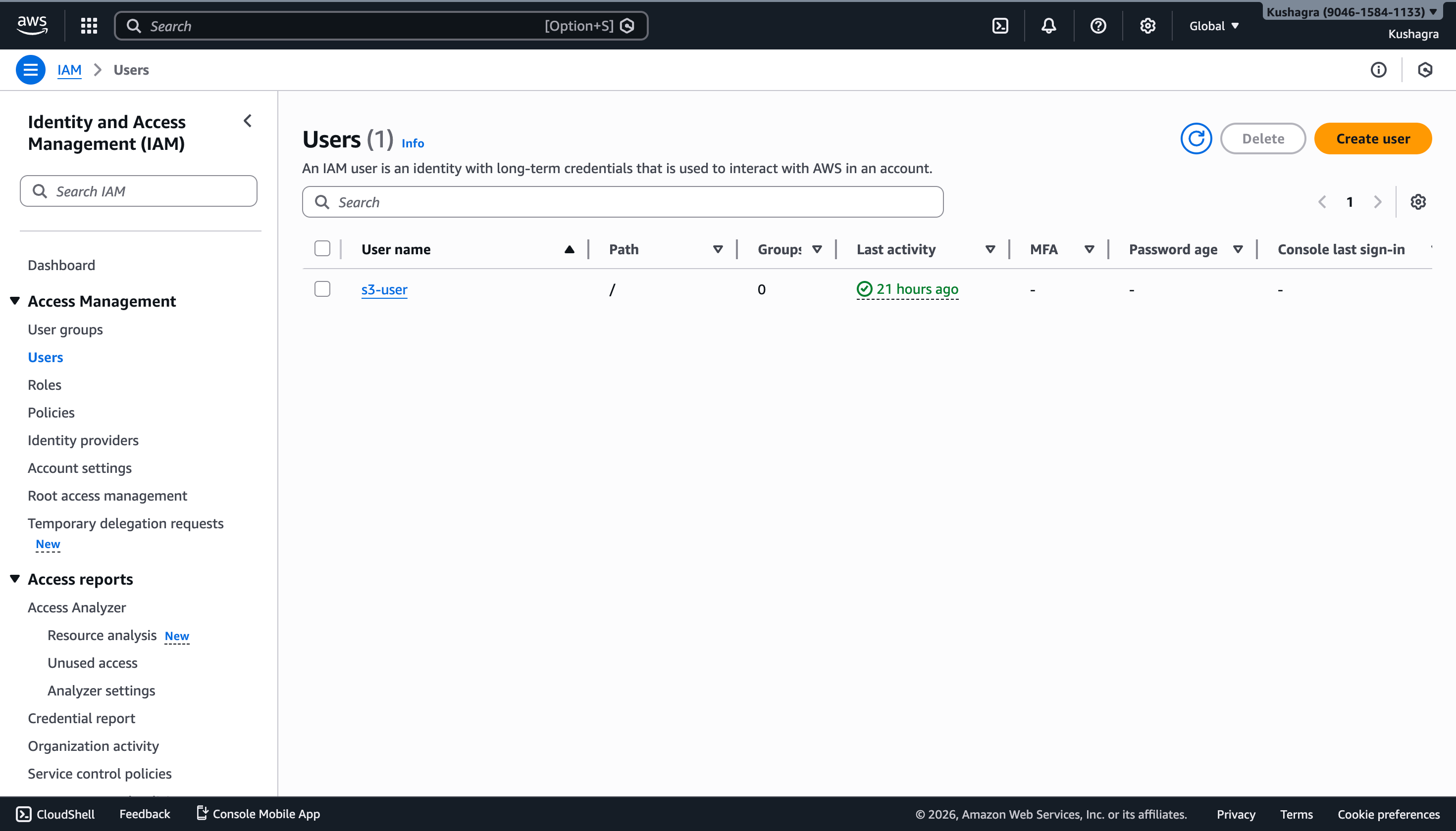 Create IAM User