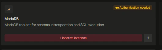 MariaDB card showing 1 inactive instance