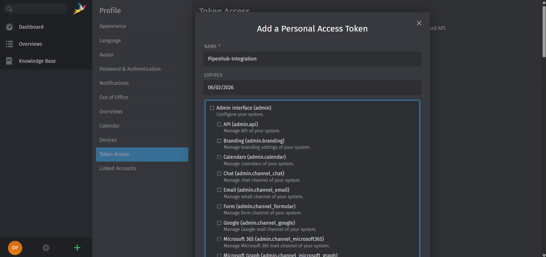 Create New API Token