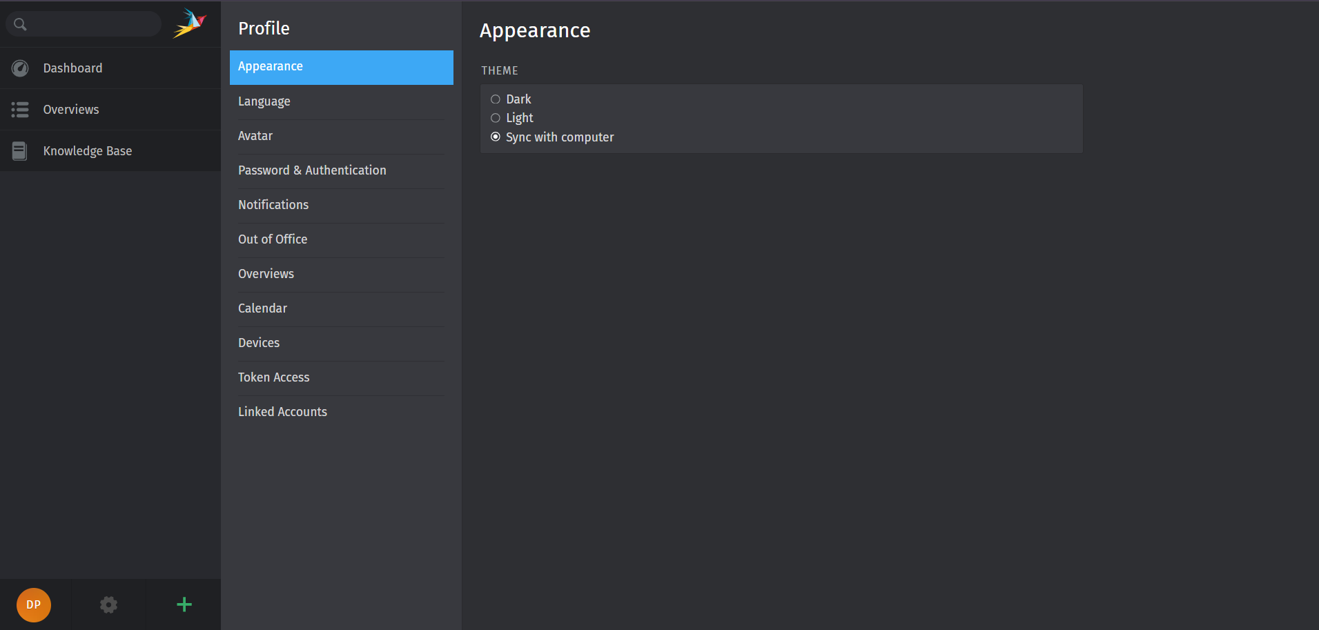 Zammad Profile Settings Access