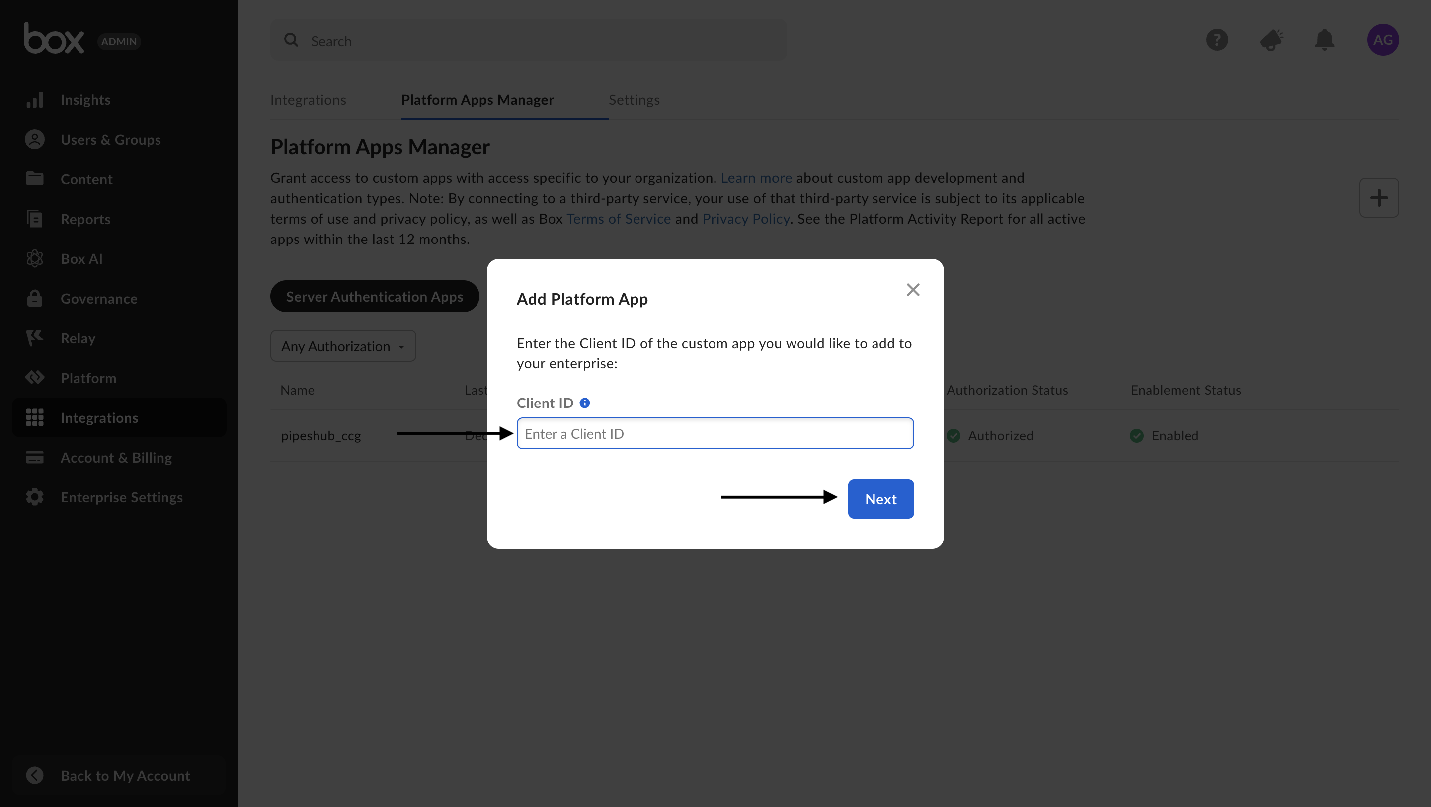 Box Admin Console - Custom Apps