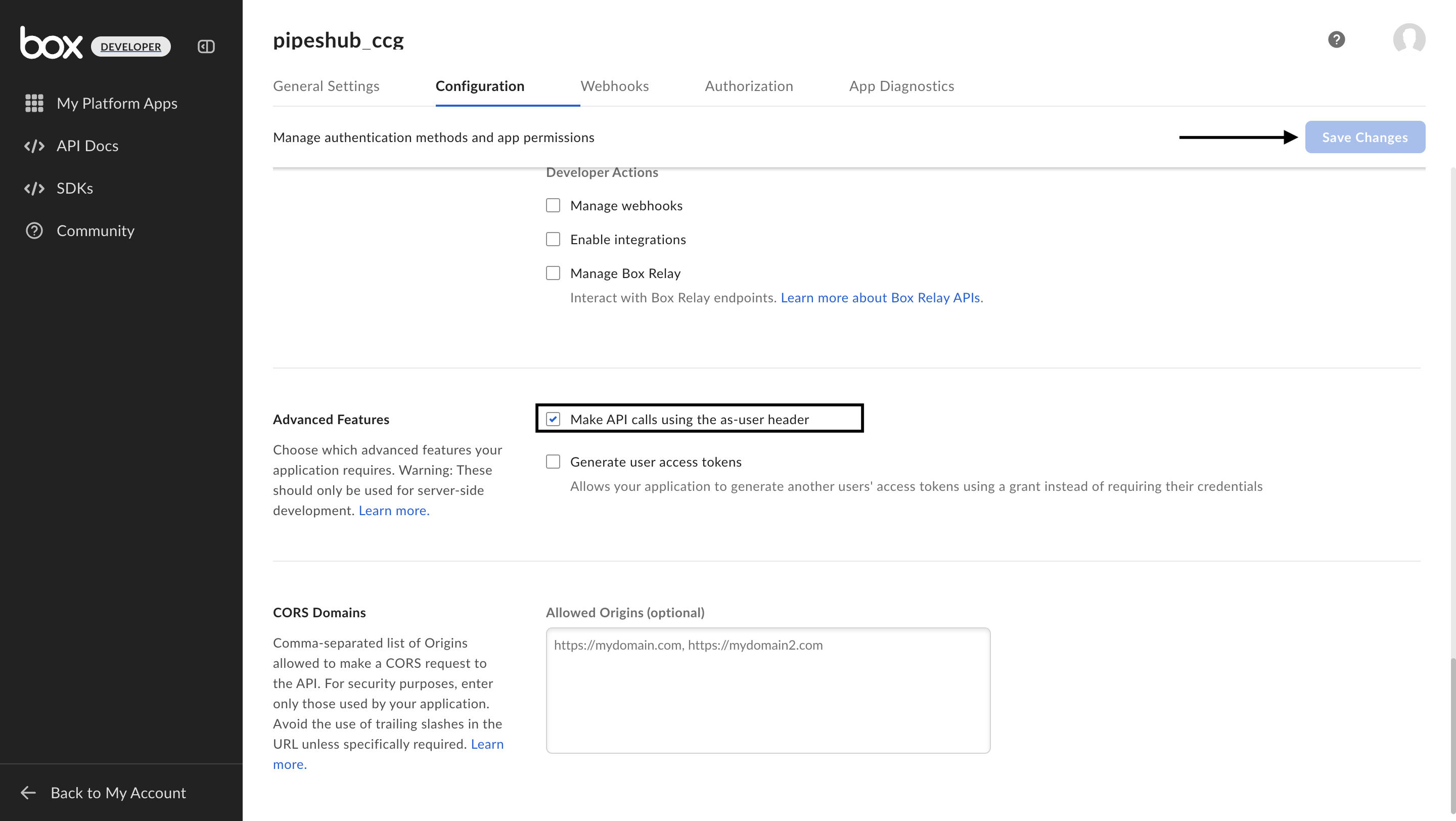 Box Advanced Features - As-User Header