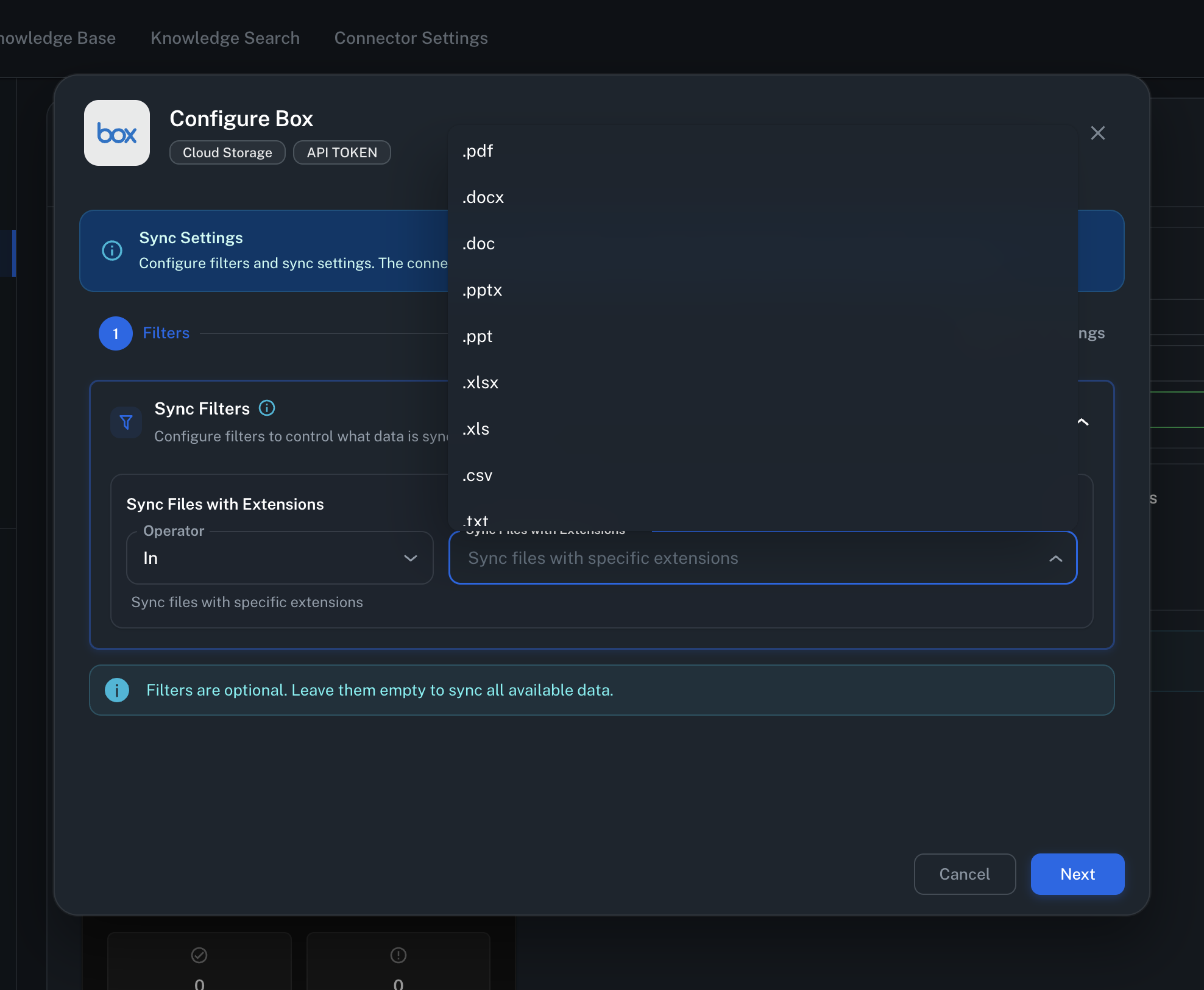 Box File Extension Filters