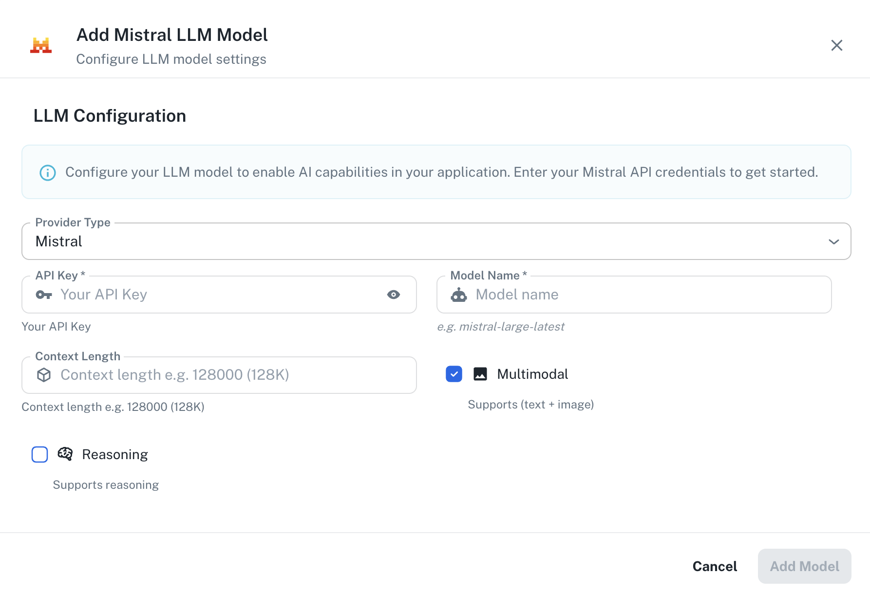 Mistral AI Configuration Interface
