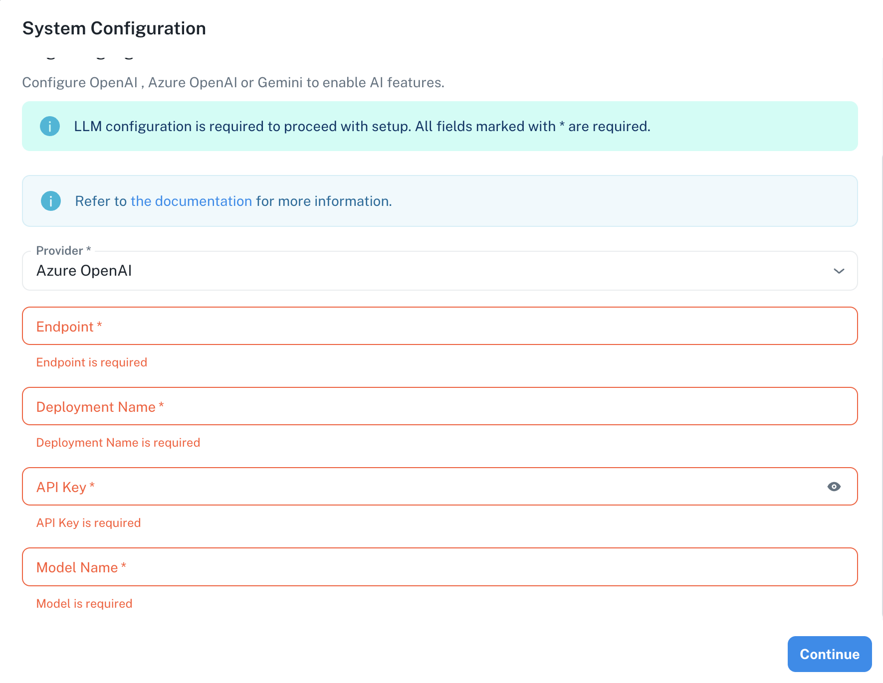 Azure OpenAI Configuration Interface