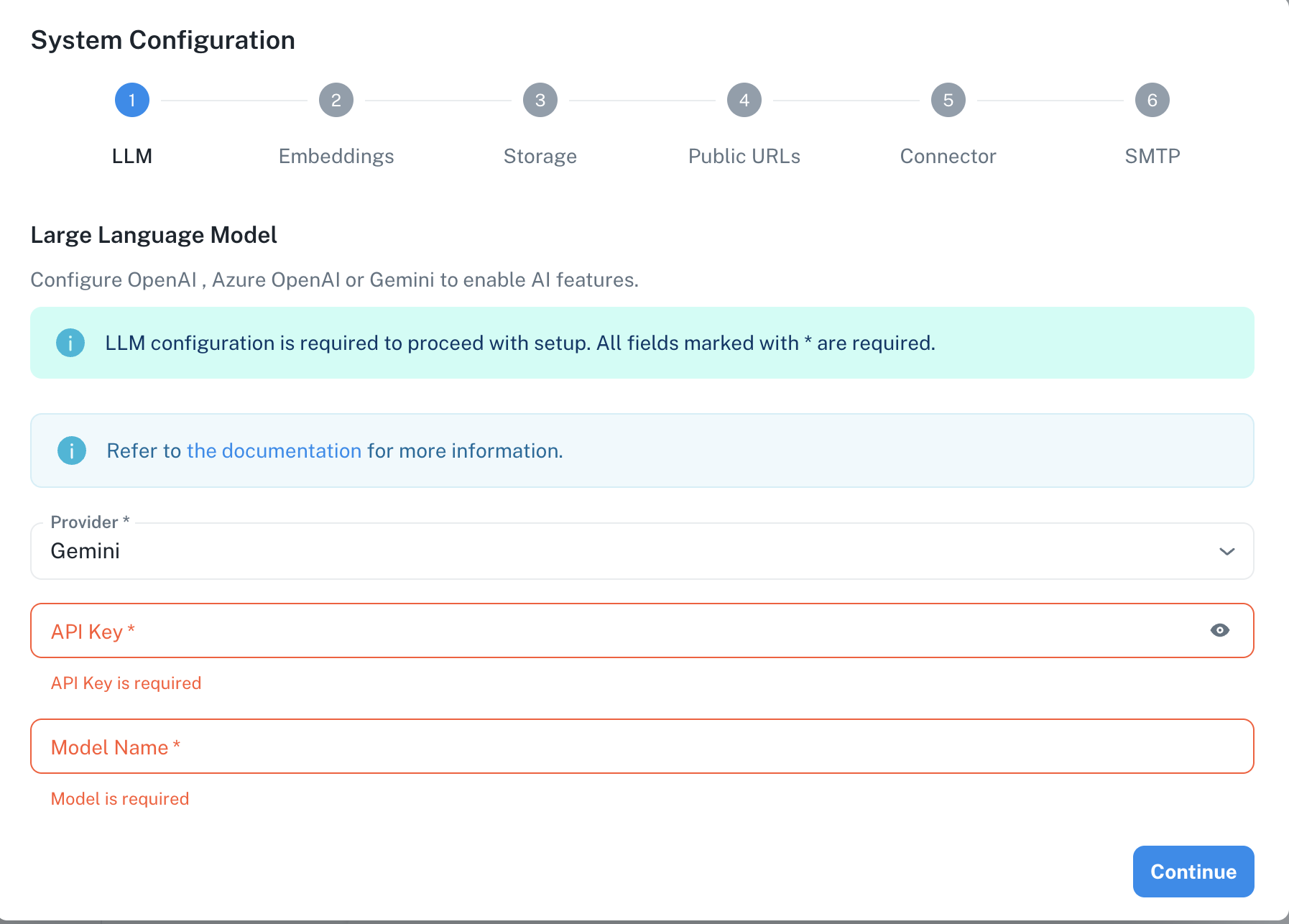 Google Gemini Configuration Interface