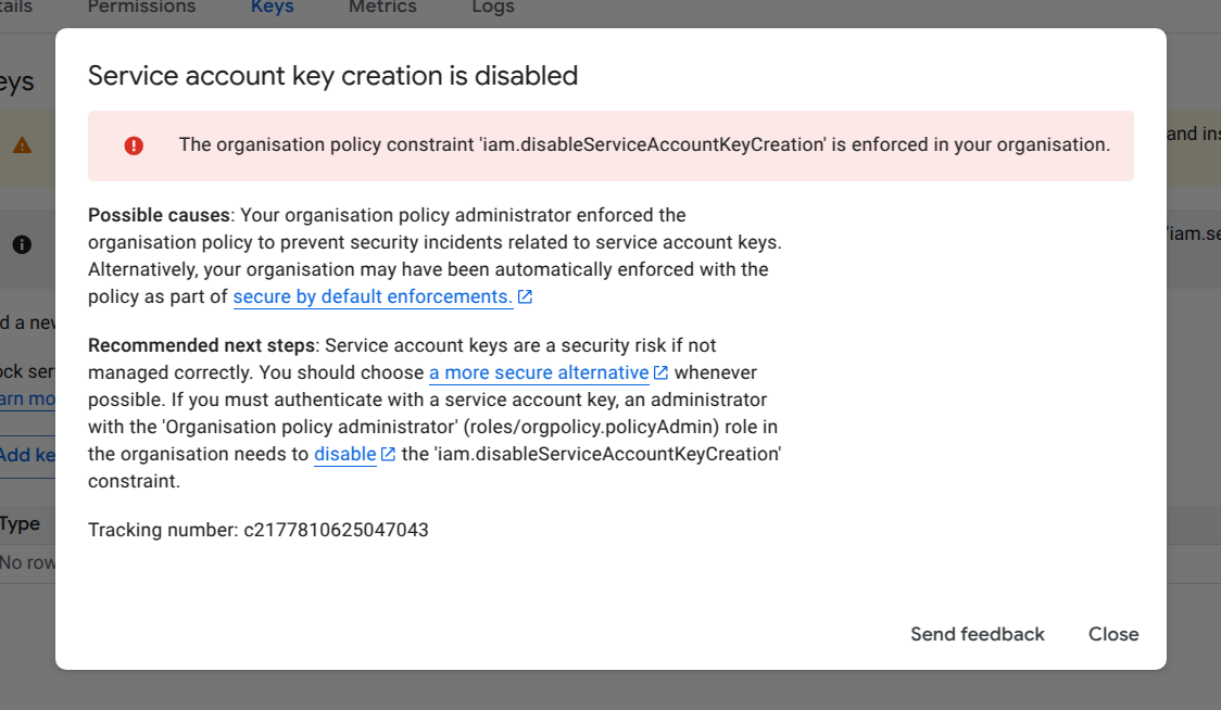 Organization Policy Error