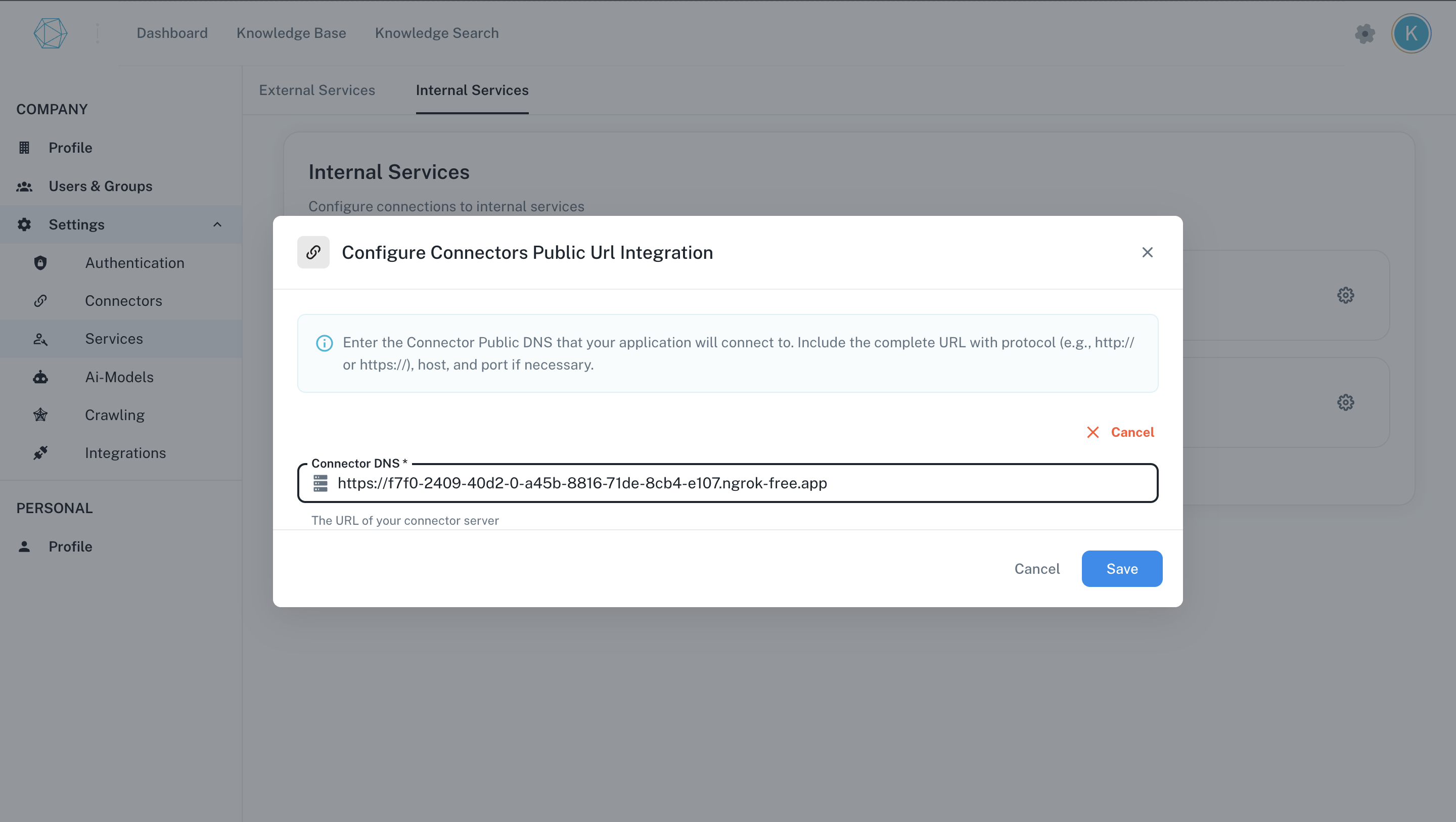 Google credentials individual config dialog