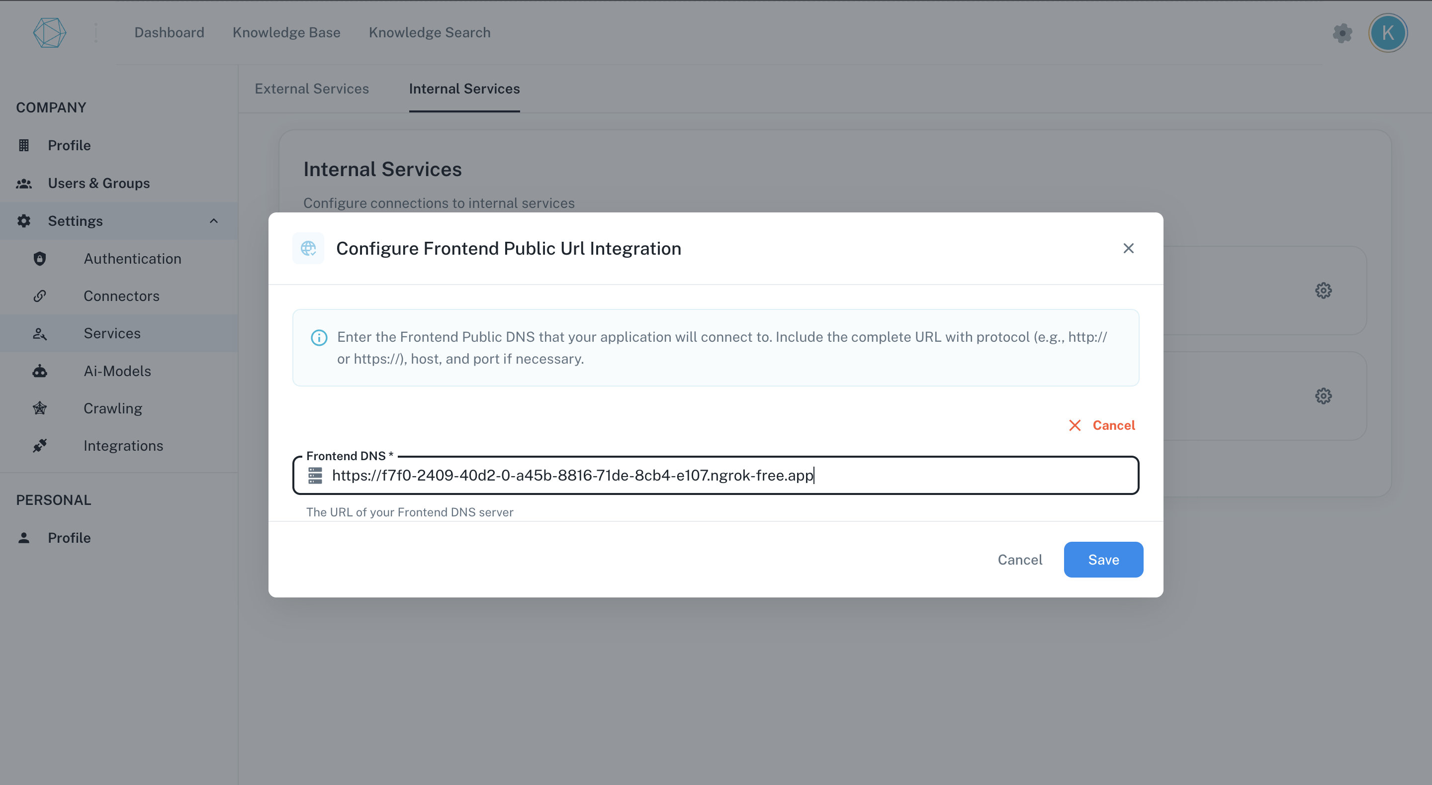 Google credentials individual config dialog