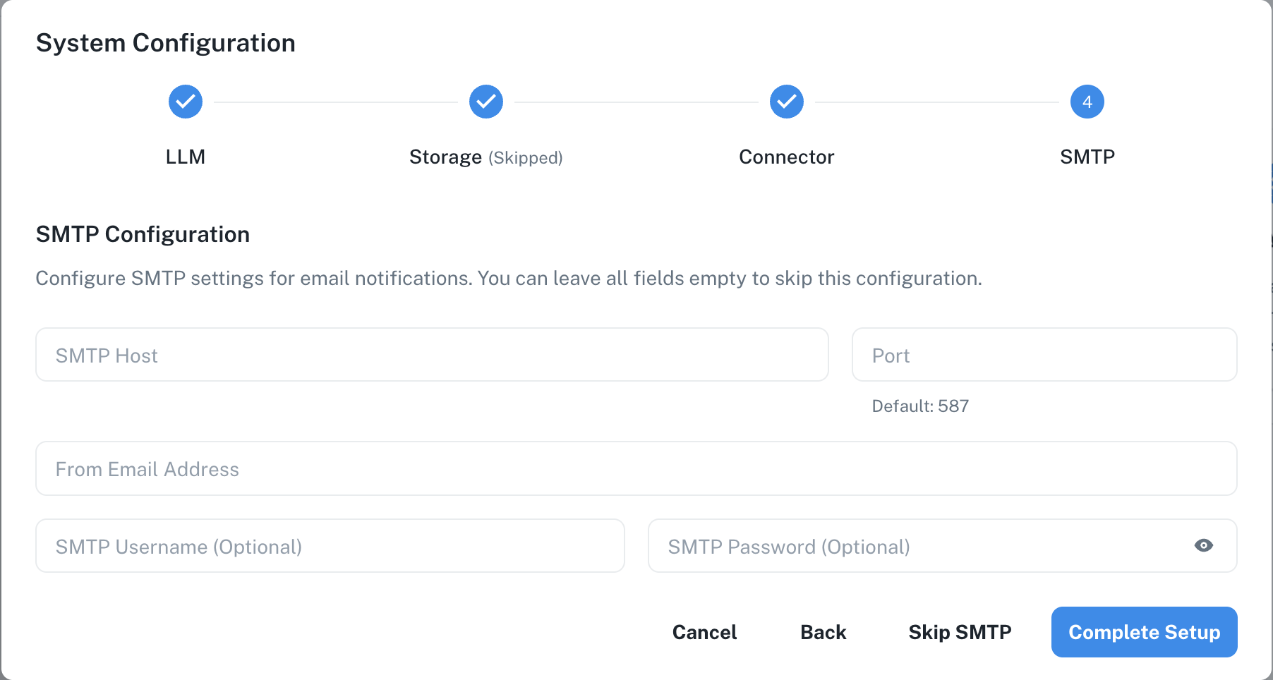 Smtp in Onboarding setup