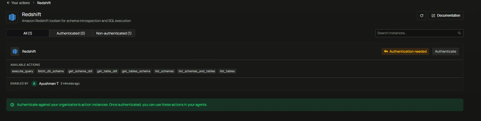 Redshift toolset instance inactive before authentication