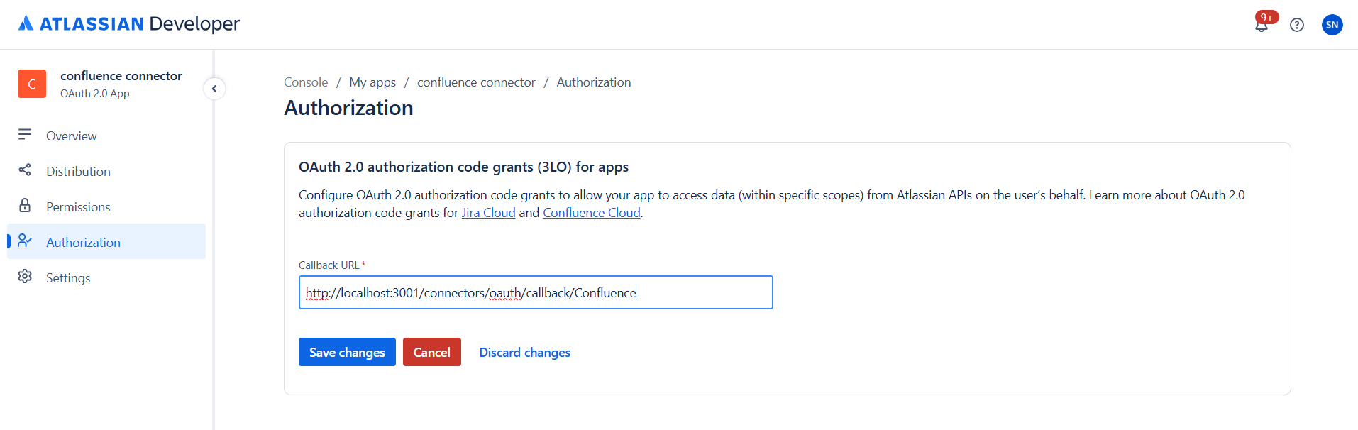 Add Callback URL in Atlassian