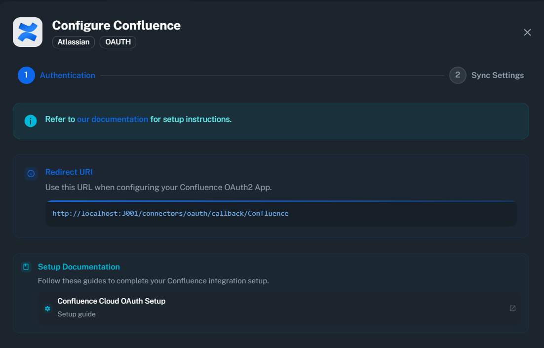 PipesHub Confluence Configuration - Copy Redirect URI