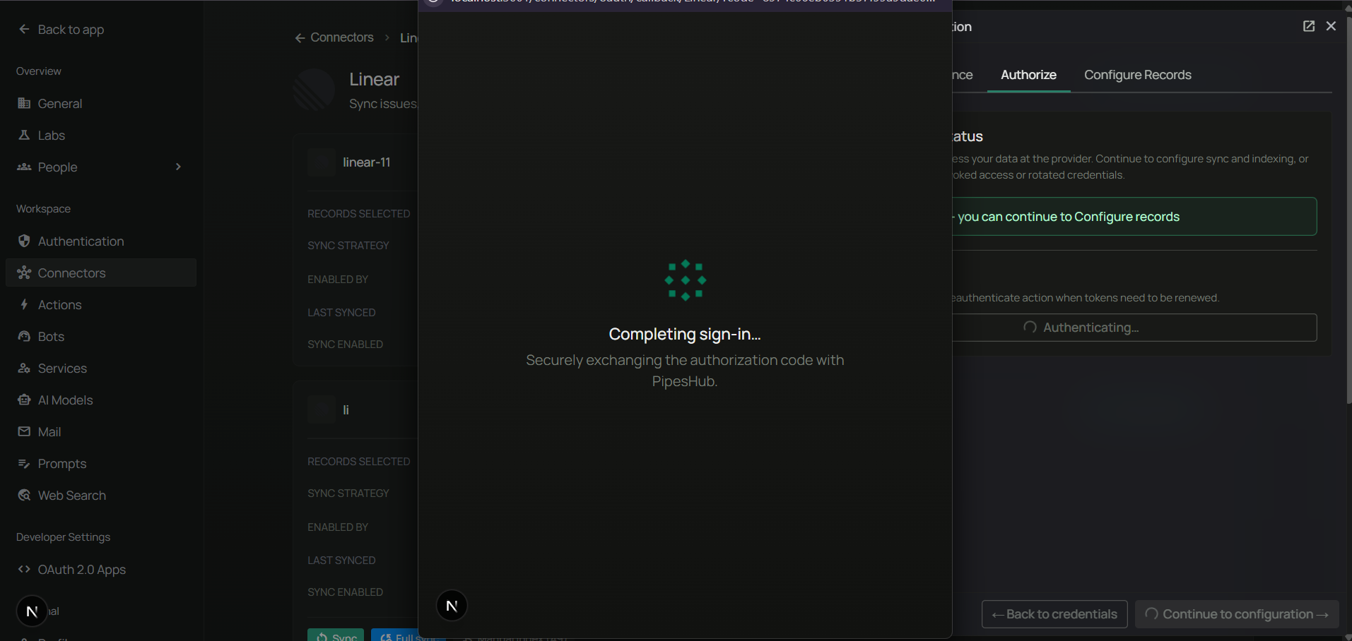 Linear OAuth Consent Screen