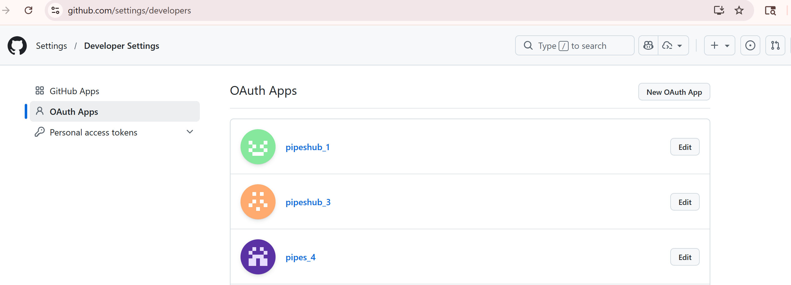 GitHub OAuth Apps