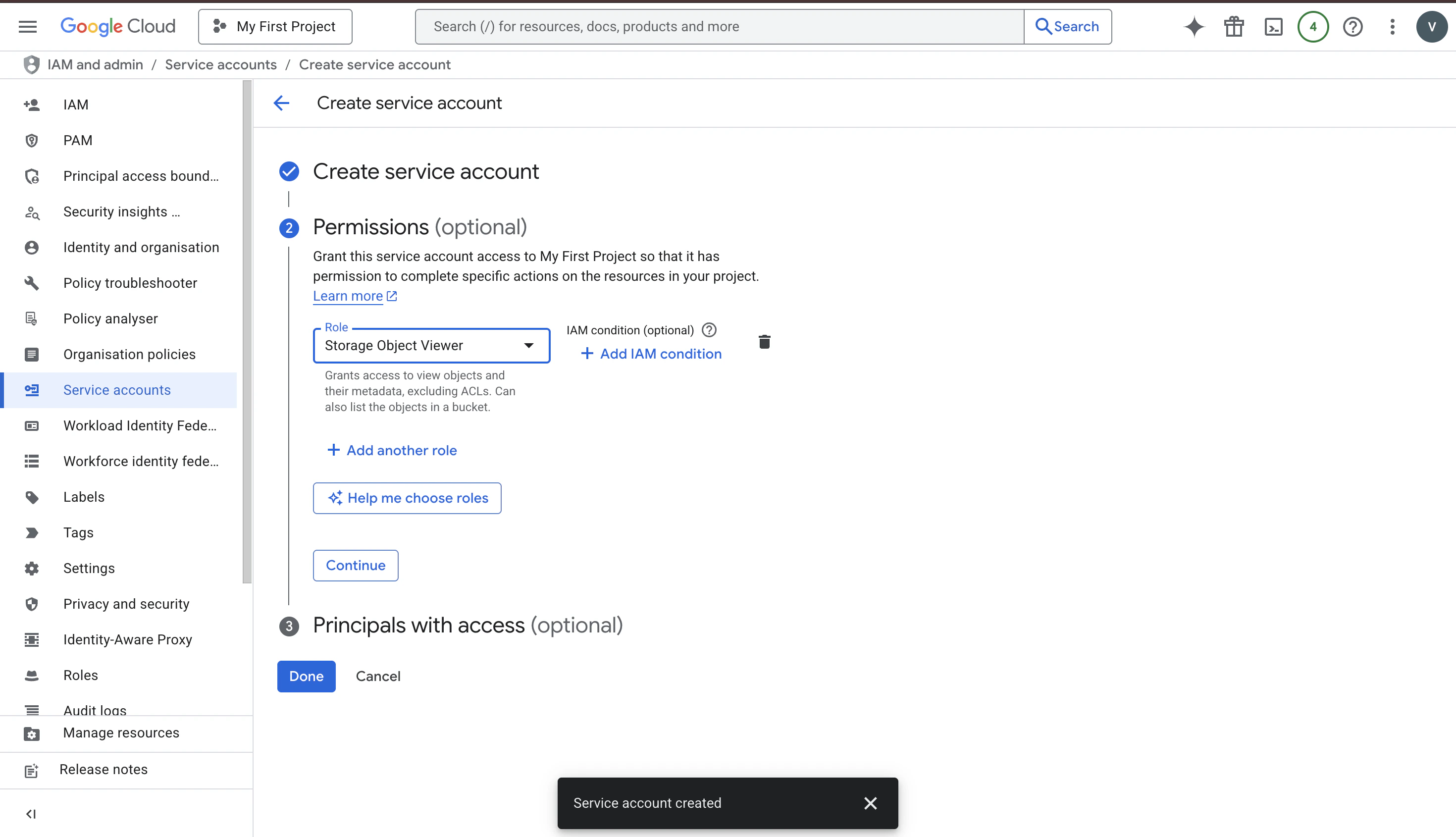 Grant Storage Object Viewer role