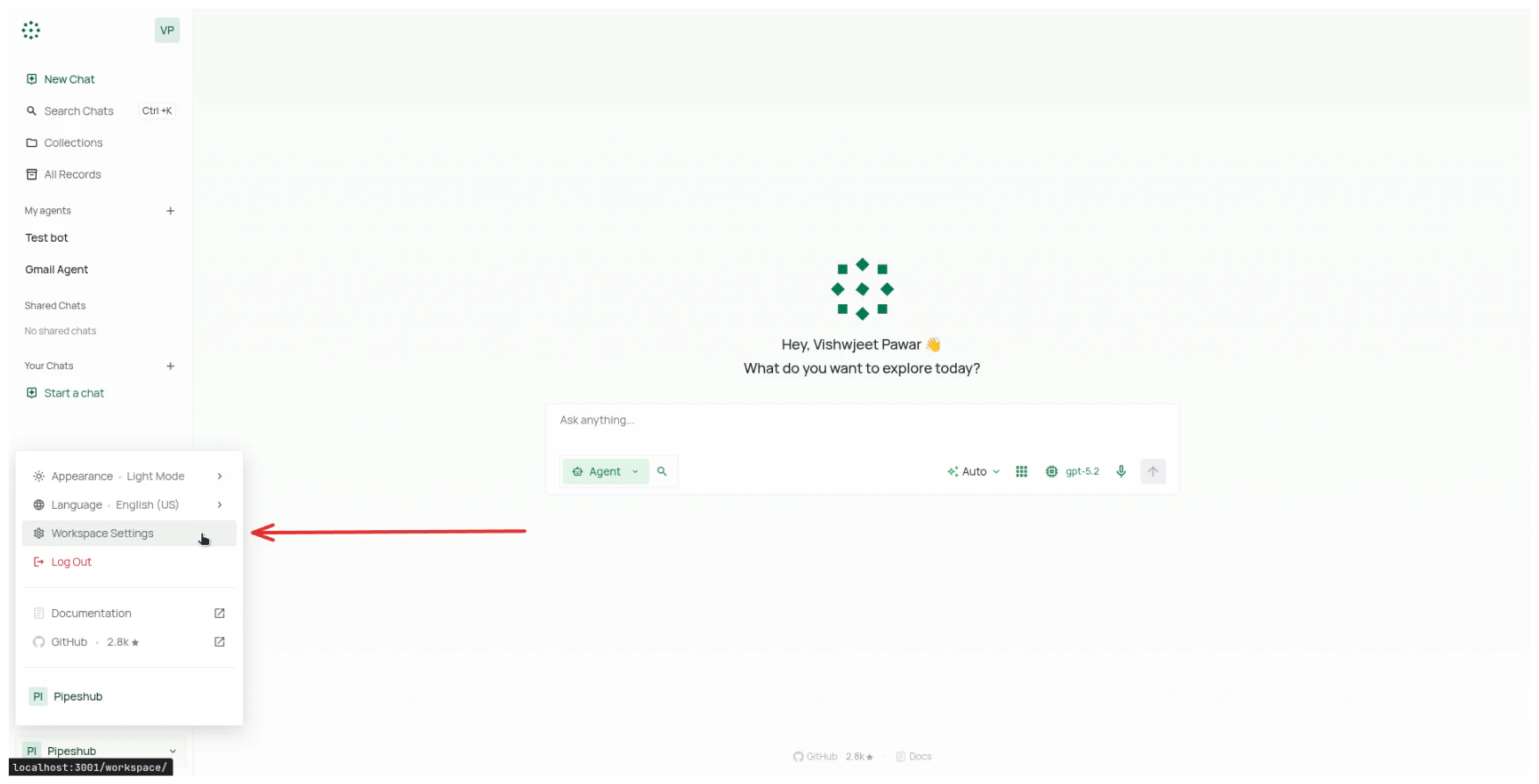 Go to Workspace Settings