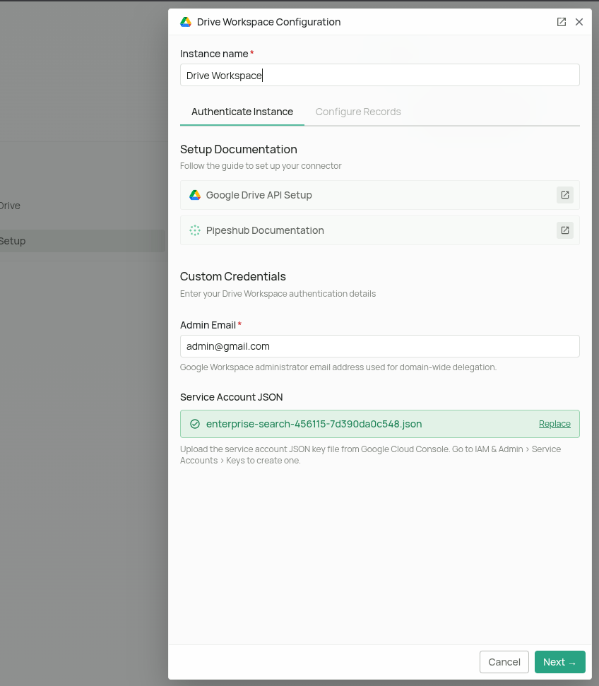 Configure Google Drive connector