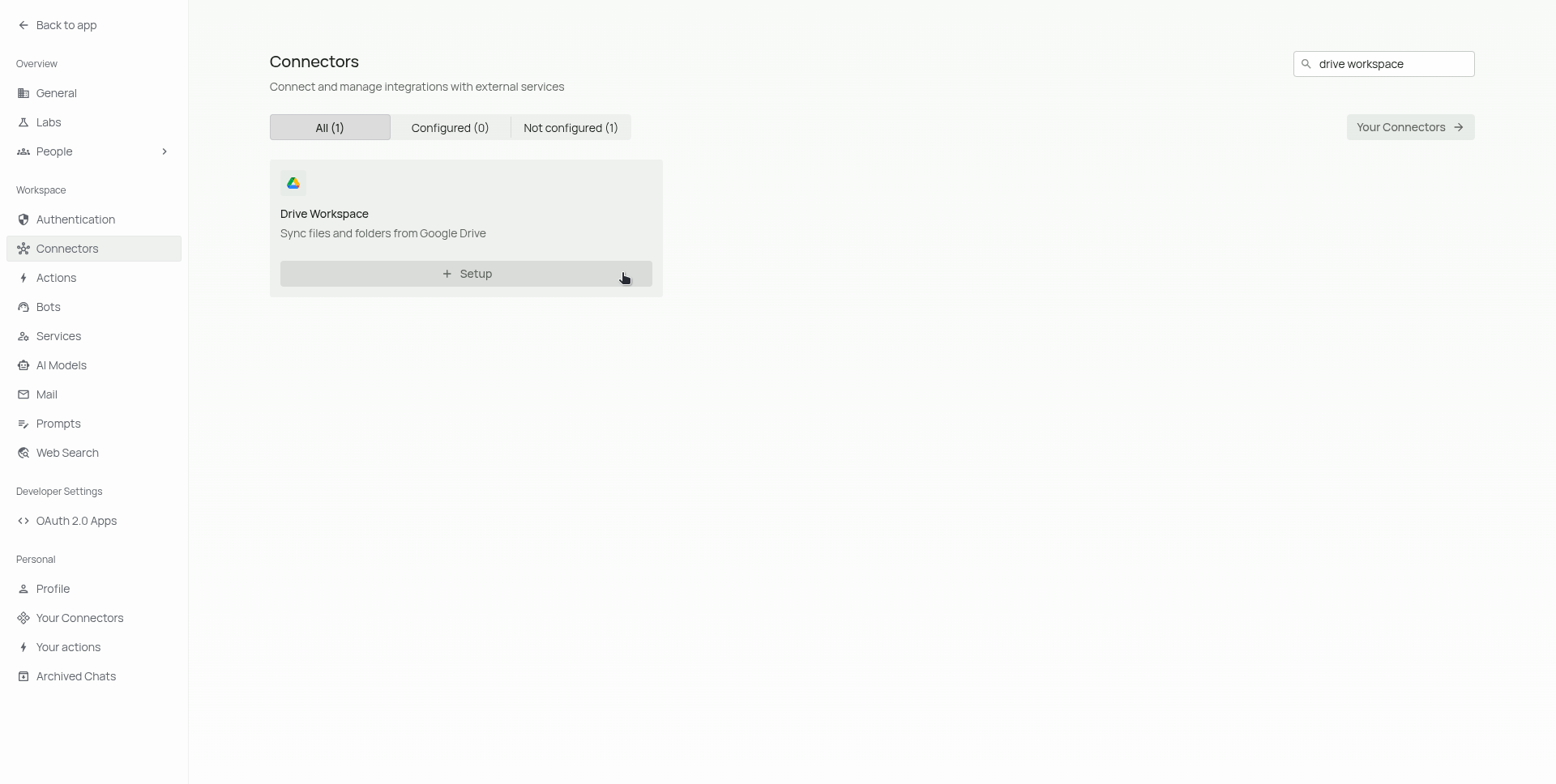 Search for Drive Workspace connector