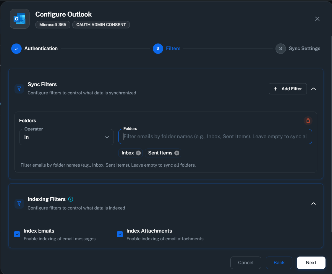 Outlook Filters Configuration