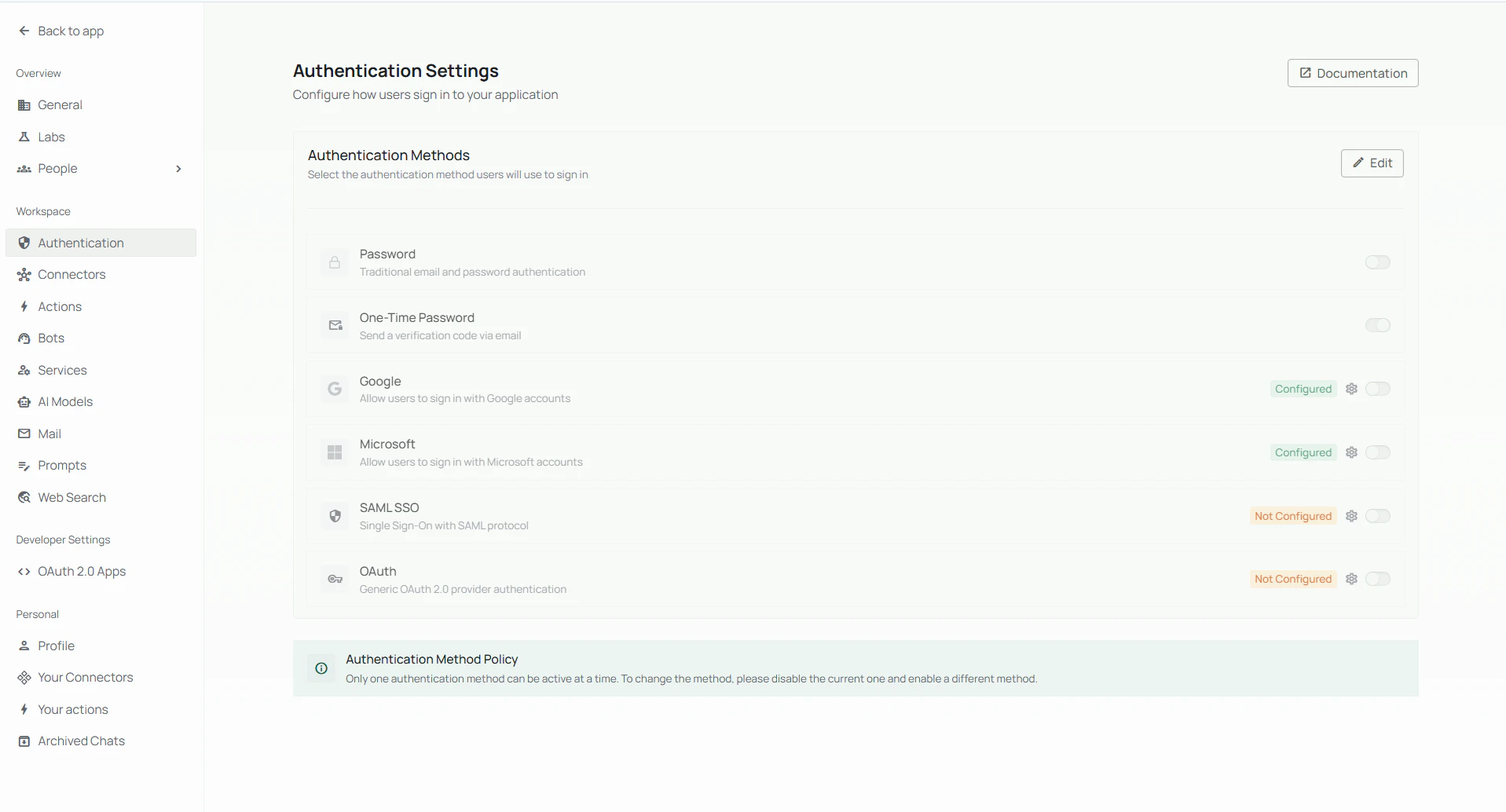 Auth methods