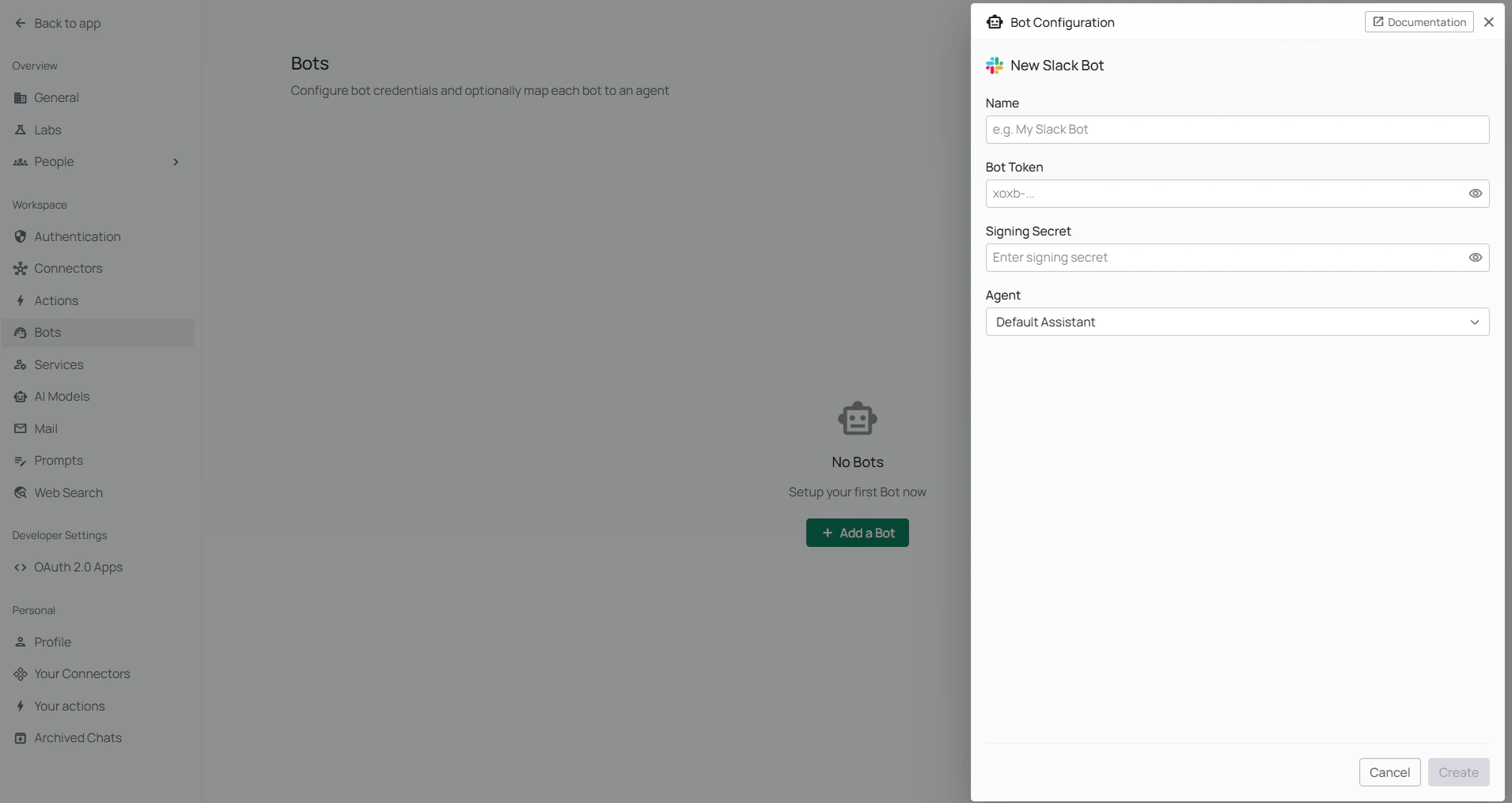 Slack bot configuration