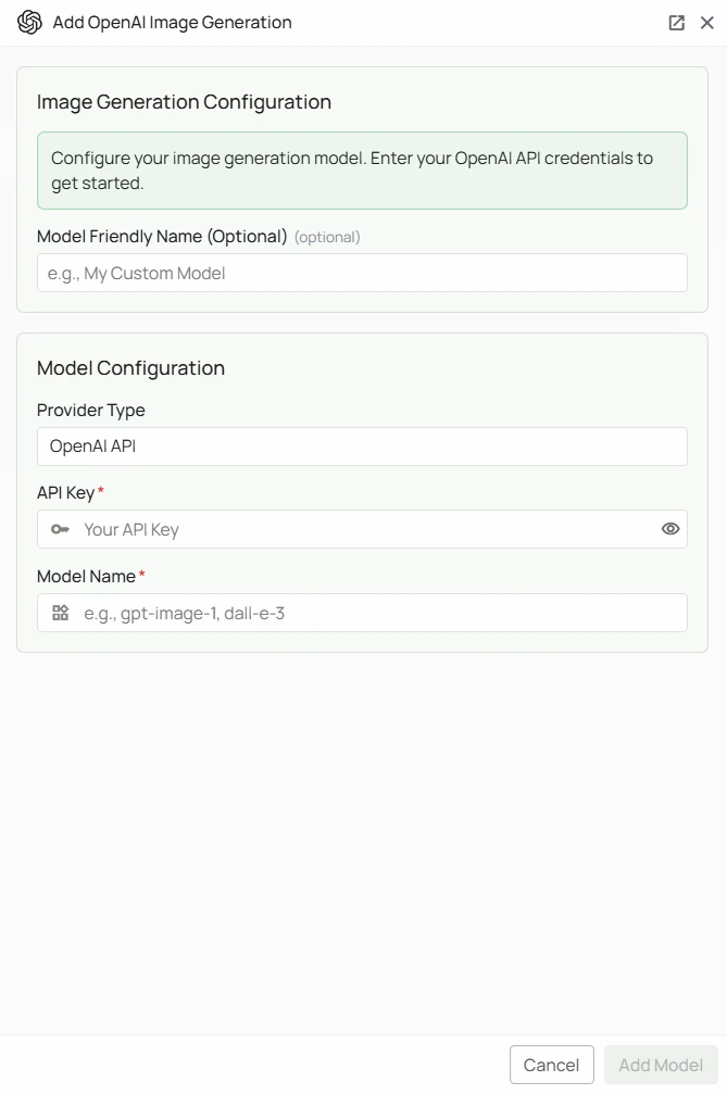 OpenAI Image Generation Configuration Interface