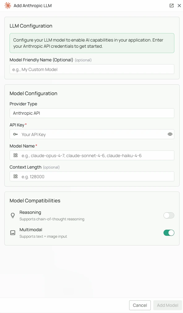Anthropic Configuration Interface
