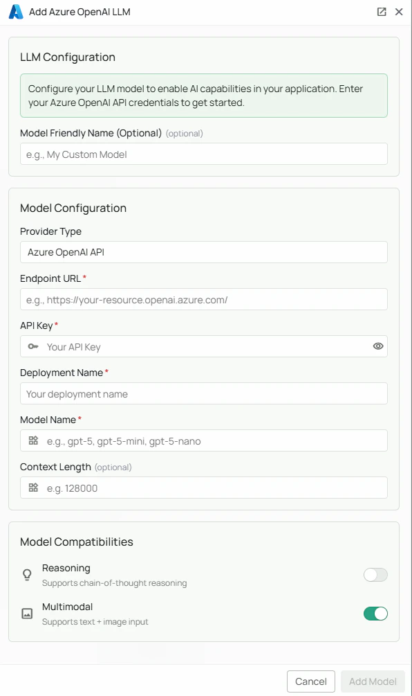 Azure OpenAI Configuration Interface