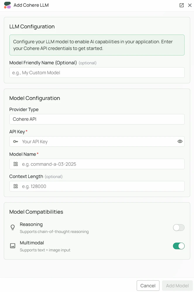 Cohere Configuration Interface
