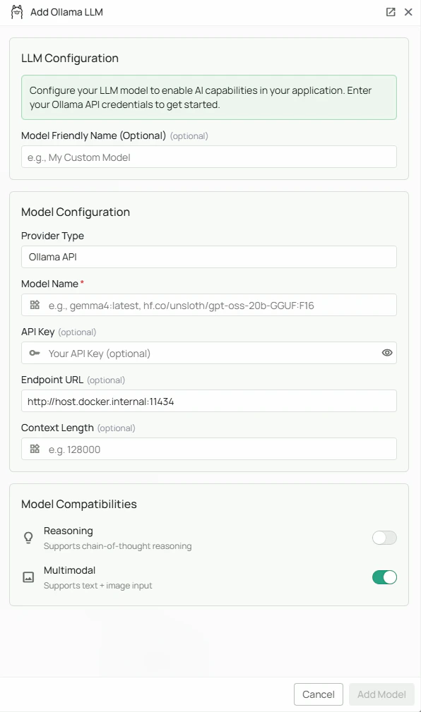 Ollama Configuration Interface