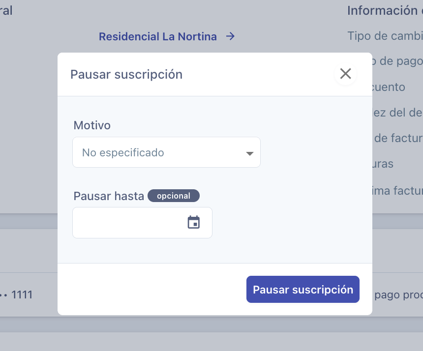 Suscripciones Pausar