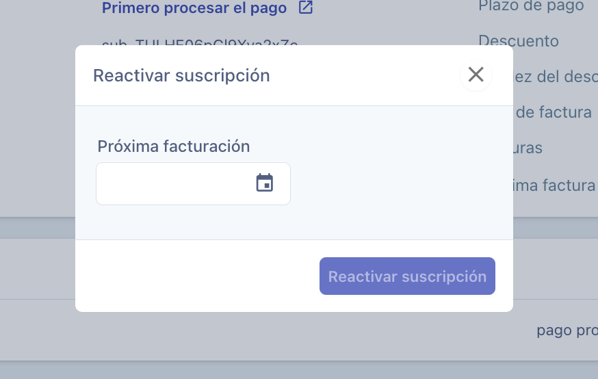Suscripciones Reactivar Suscripciones Reactivar